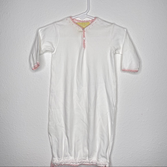 New pixie lily jersey sack gown drawstring white pink Sz 3-6 mo - Picture 4 of 5